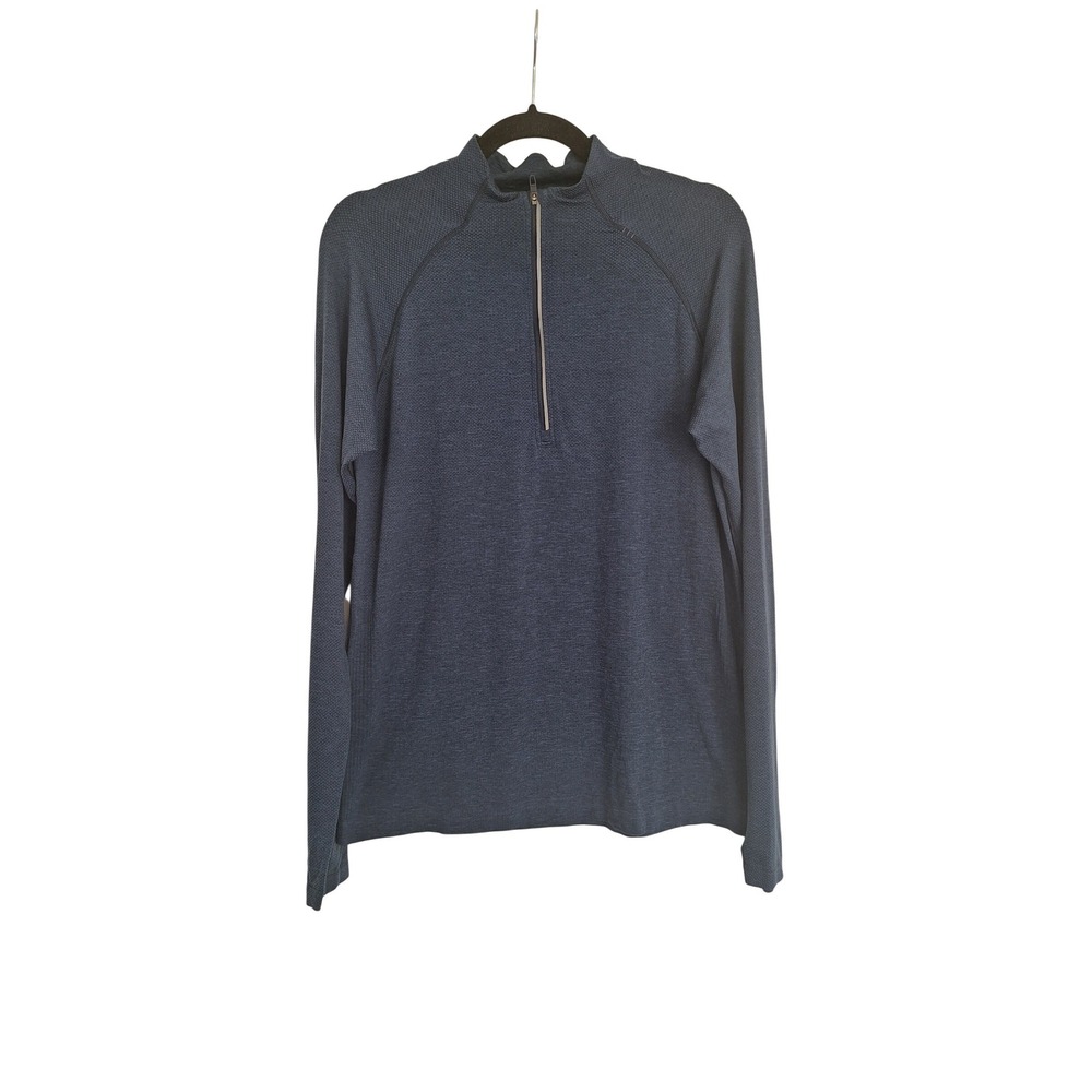 Lululemon  1/4 Zip Pullover‎ Men's M Blue Long Sleeve Stretch Active